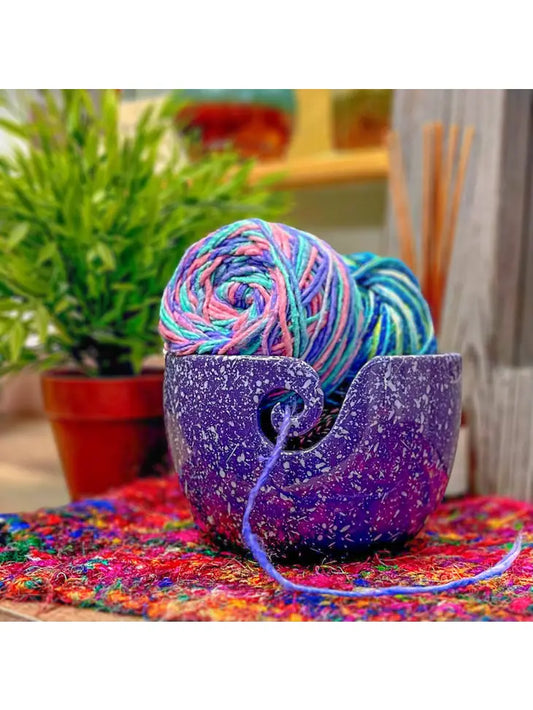 Purple Speckled Ceramic Yarn Bowl