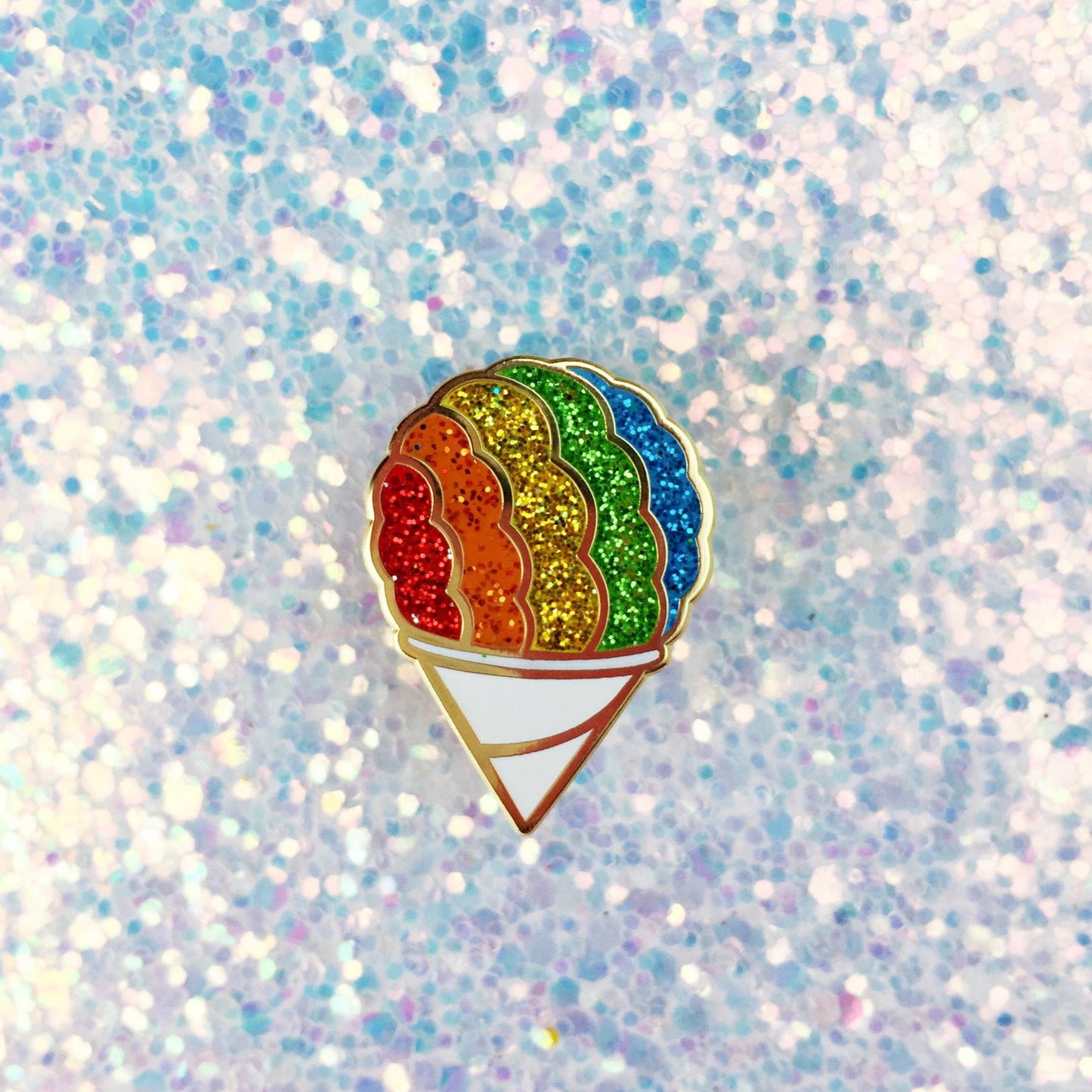 Snow Cone Rainbow Glitter Enamel Pin